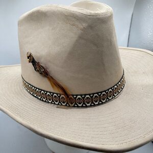 Vintage GW Western Cowboy Hat w/ Wood Pecker Pin Large